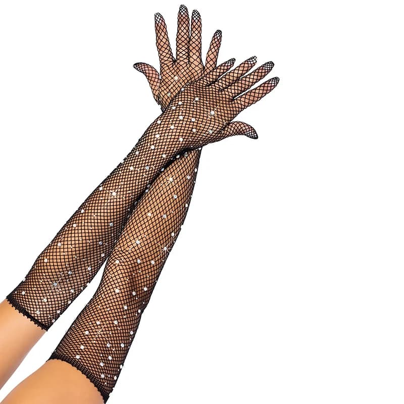 Guanti da donna sexy con diamanti flash colorati Guanti a rete elastica cava elastica Rete da pesca estiva Punk Hiphop Guanti per protezione solare R51