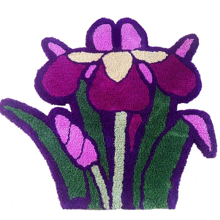 Tappeto Artigianale Antiscivolo con Motivi di Orchidee, Loto e Campanule per Camera da Letto, Finestra, Ingresso, Soggiorno e Cucina