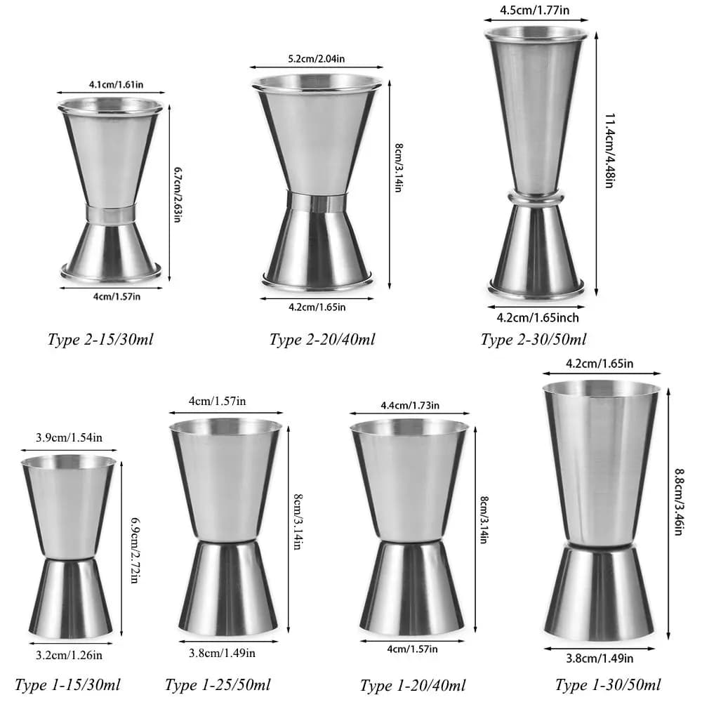Shaker per cocktail in acciaio inossidabile Misura Cup rink Spirit Measure Jigger, Utensili da bar da cucina, 15 ml, 30 ml, 20 ml, 40 ml, 30 ml, 50 ml