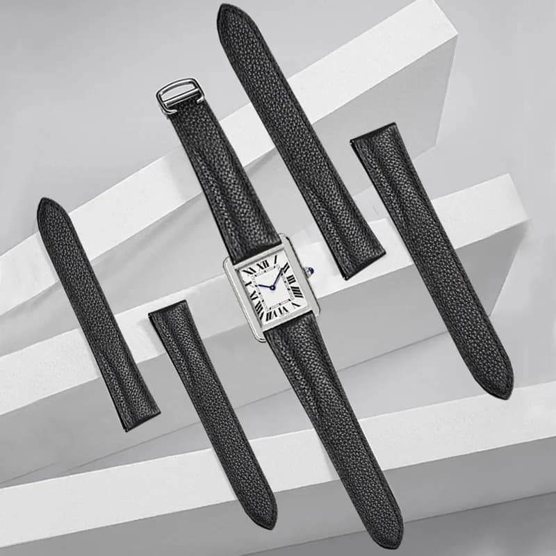 Per Cartier TANK SOLO RONDE DE cinturino per orologio accessori uomo signora 1:1 cinturino in vera pelle con chiusura deployante