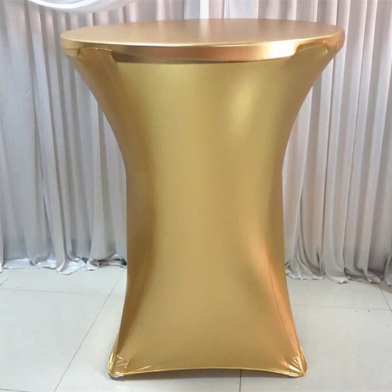 1PC Metallic Gold Silver Spandex Table Cloth Cover Elastic Stretch Cocktail Tablecloth For Hotel Party Wedding Decoration