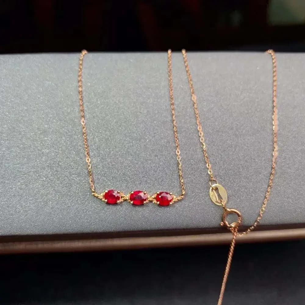 Collana con rubino con pendente in vero rubino naturale e vero oro 18 carati al 100% per donna