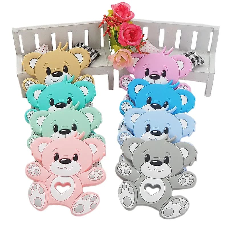 Chenkai 10PCS Dell'orso Del Silicone Massaggiagengive Food Grade Accessori e Regali Del Fumetto Del Bambino Ciuccio Dentizione Per Bambino di Cura BPA Libero