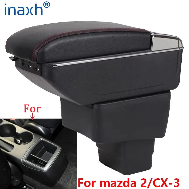 For Mazda CX-3 Armrest Retrofit for Mazda 2 Skyactiv Version CX-3 Car Armrest Storage Box Car Accessories Charging with USB