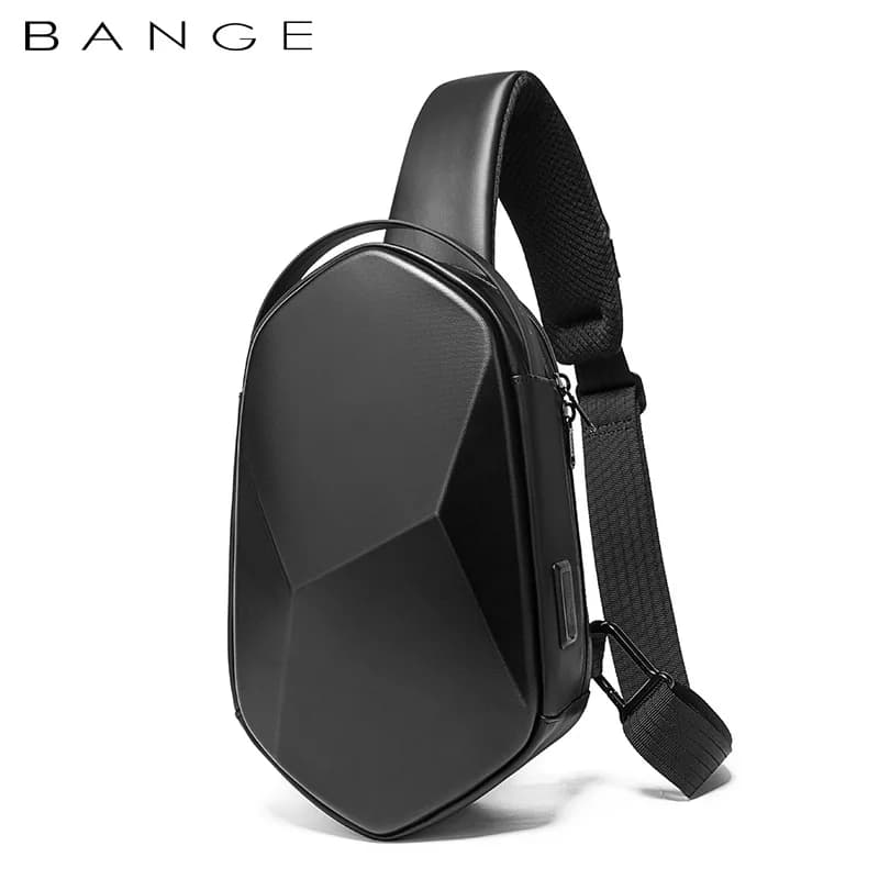BANGE Hard Shell Design 3.0 Borsa a tracolla con ricarica USB Borse a tracolla Borsa da petto impermeabile da viaggio breve per uomo Borsa a tracolla