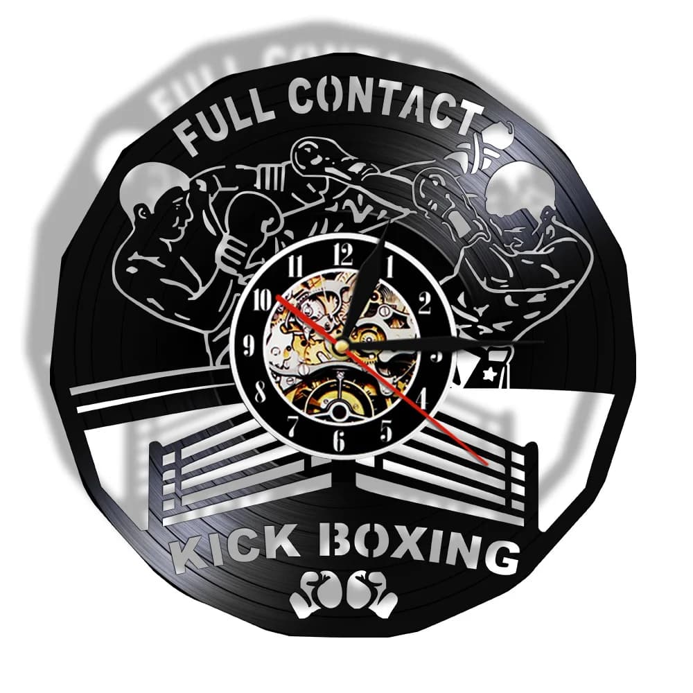 Kick Boxing Gym Decor guantoni da boxe sacco da boxe inkeychain disco in vinile orologio da parete orologio da combattimento pugili sportivi Scrappers regalo