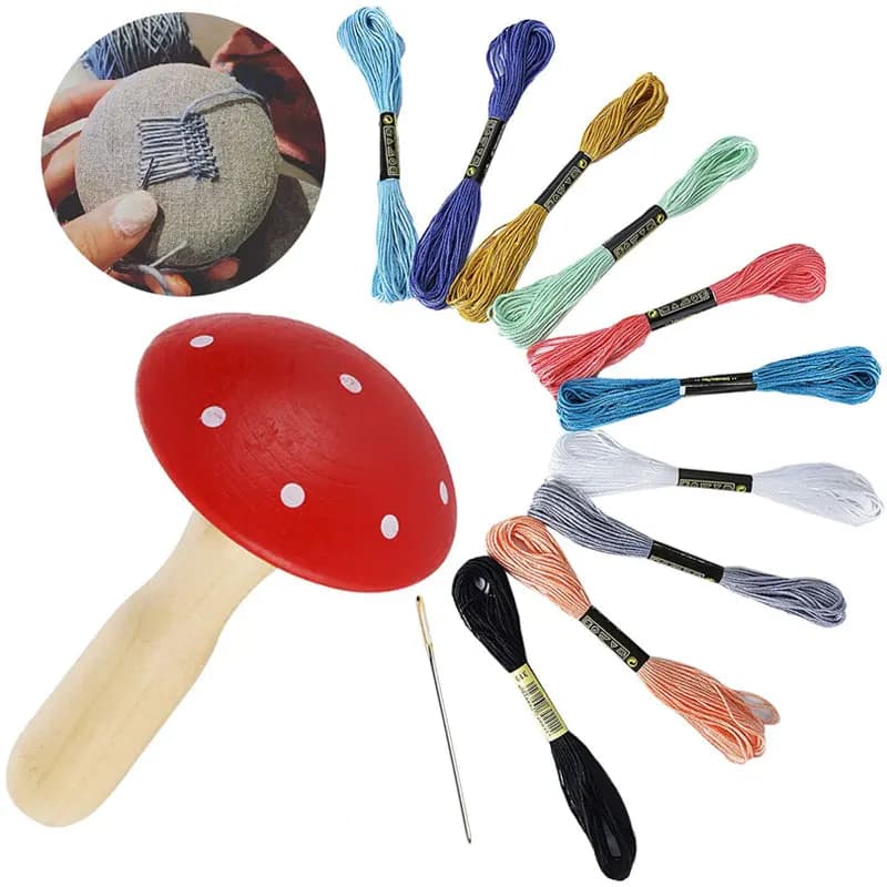 12Pcs Set di Legno Forniture di Kit FAI DA TE Da Rammendo Rammendo Fungo Patch Strumento di Pantaloni Vestiti Calzini E Calzettoni Sacchetto di Casa di Legno di Cucito Rammendo dispositivo