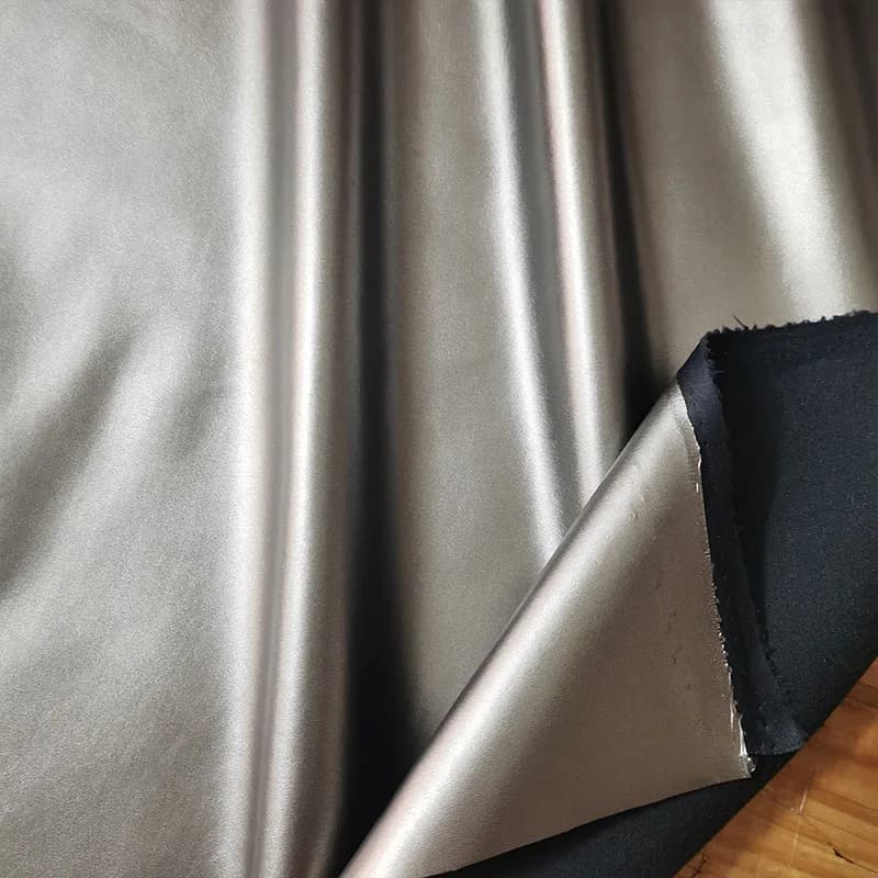 Good Dark Grey Silver Faux Leather Fabric Shining PU Leather Stretch Soft Synthetic Leather Sewing Material Diy Pants/Dress