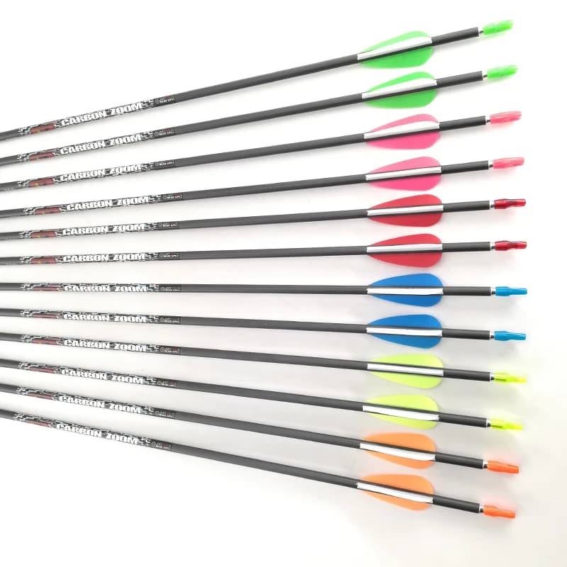 Spine 700 tiro con l'arco frecce in carbonio per arco ricurvo composto obiettivi da caccia per bambini e adulti freccia palette punti 12 pezzi