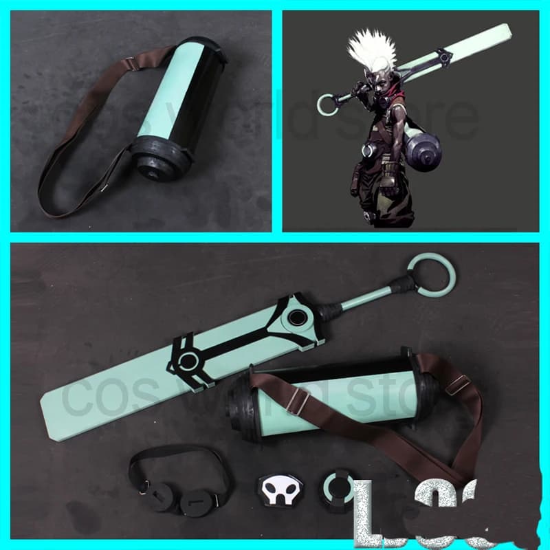 LOL Ekko Cosplay Sword arma puntelli il ragazzo che ha rotto il Costume del tempo festa di Halloween League of Legends Ekko Mask glvaluta