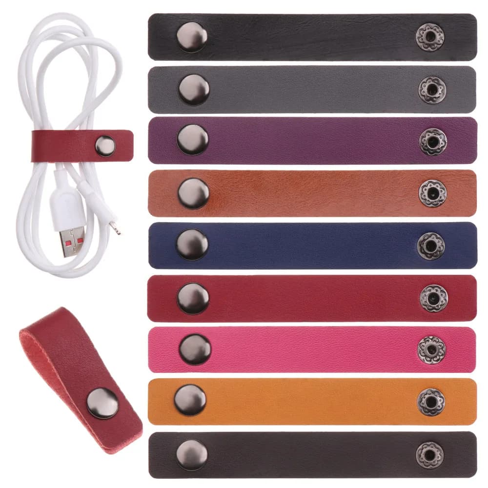 5 Pcs avvolgicavo in pelle fascette per cavi organizzatore per cavi fascetta per cavi fascetta per avvolgere il supporto per la gestione del cavo custode auricolare