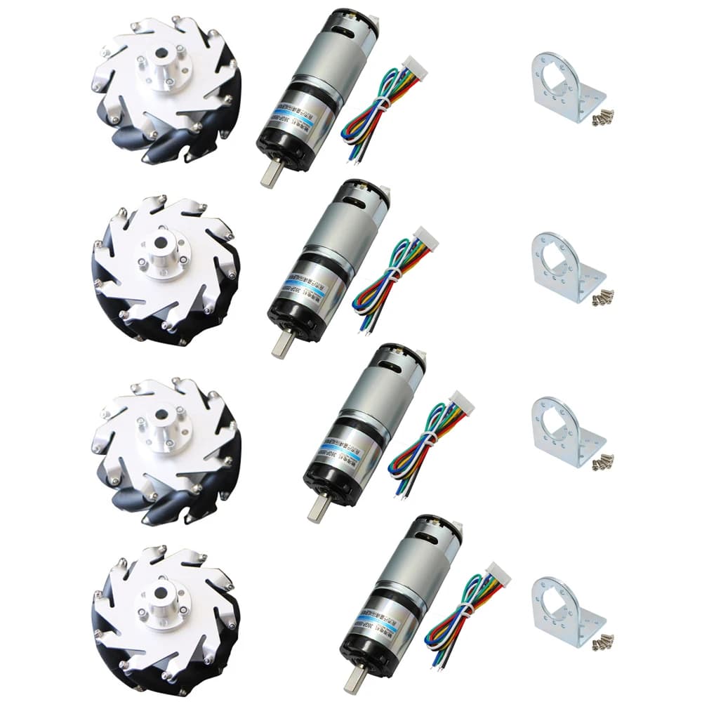 60KG load 4 pcs 127mm Omni Mecanum wheel + 4 pcs 24V 120W 440rpm motor DC speed Encoder motor for Arduino project Robot DIY