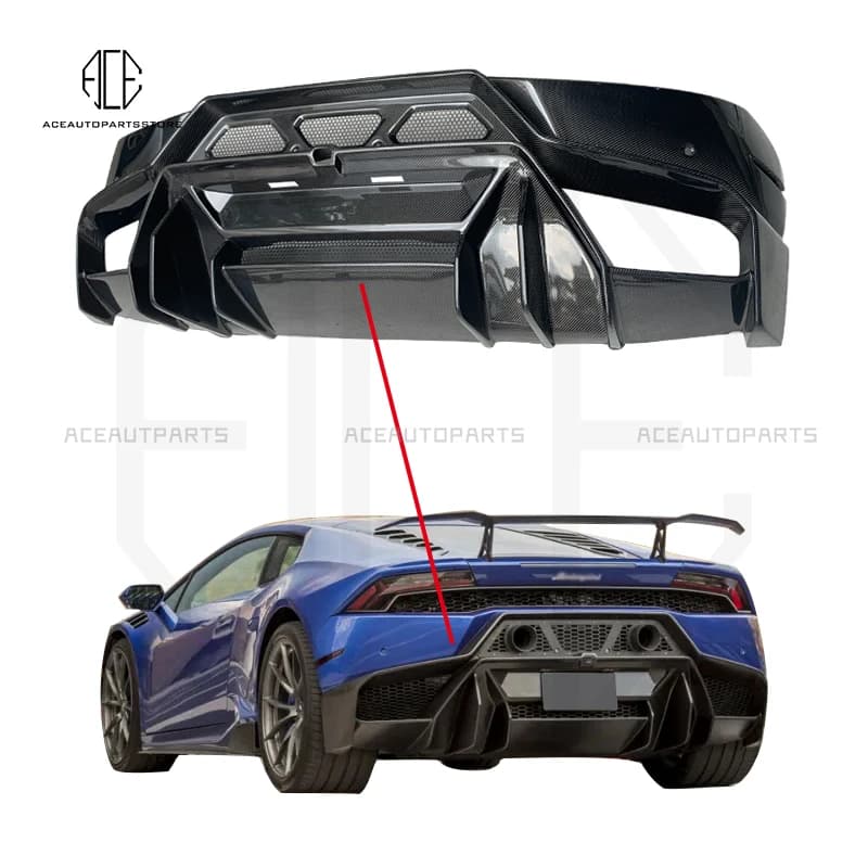 Fits For Lamborghini LP580 LP610 2014-2021 Real Carbon Fiber Rear Bumper Diffuser Protector Cover