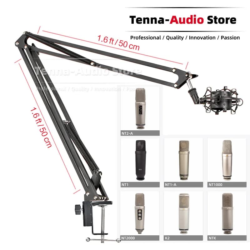 Supporto da tavolo A forbice con braccio A forbice per microfono supporto per microfono supporto per Clip antiurto per Kit palcoscenico NT1 NT 1 2 A NT2 NT1A NT2A K2 K 2