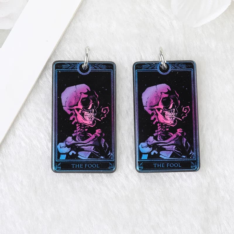 20 pz 38*22 MM Charms carta tarocchi neri gioco magico dio artigianato bordo acrilico sole luna e amanti gioielli accessori fai da te