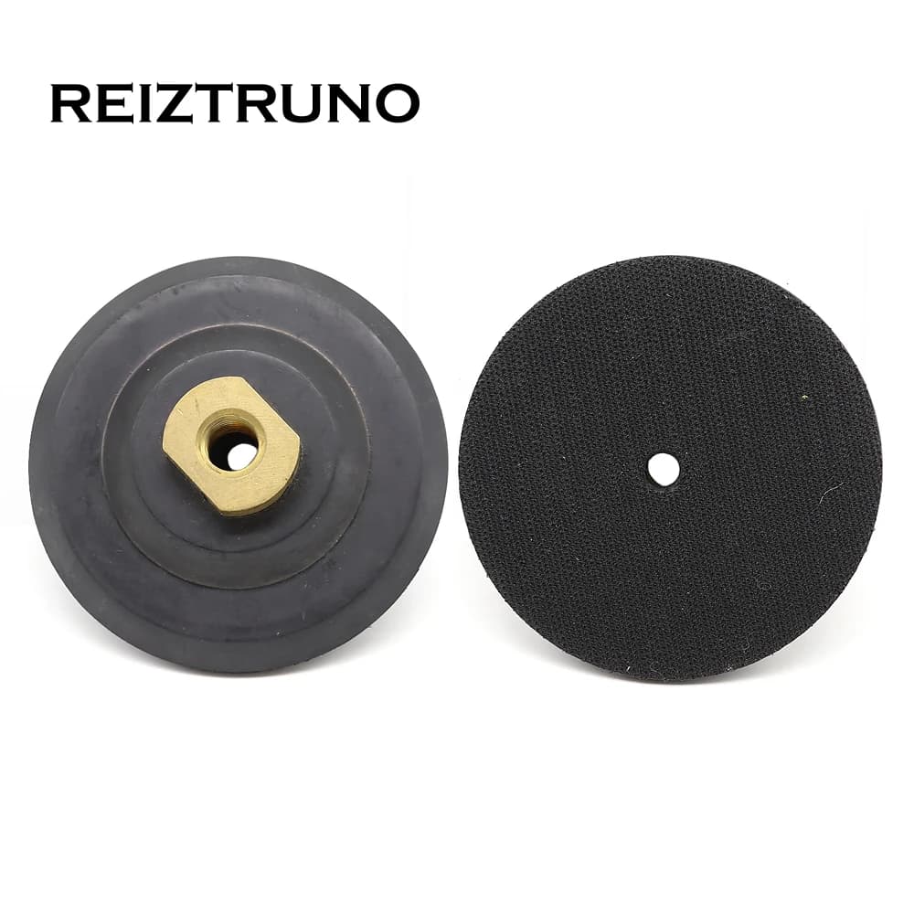 REIZTRUNO 4 "100 millimetri di Gomma Backer Pad di Rame Misto M14 O 5/8-11 Professionale Strumento di Lucidatura A Base di Gomma supporto Pad nastro di velcro
