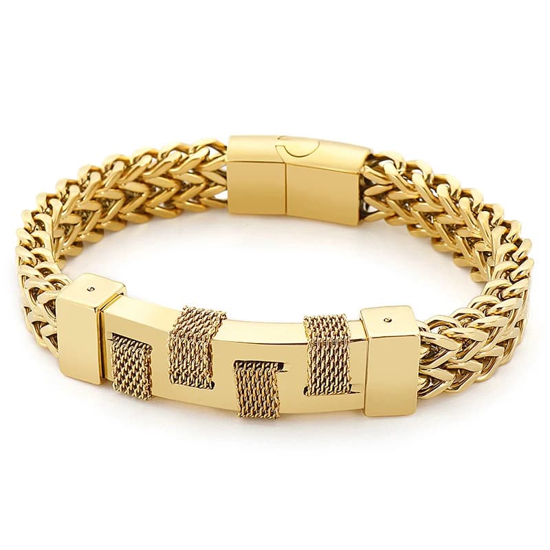 Three-color Trend Stainless Steel Stitching Men's Bracelet Design Sense Wristband Jewelry
