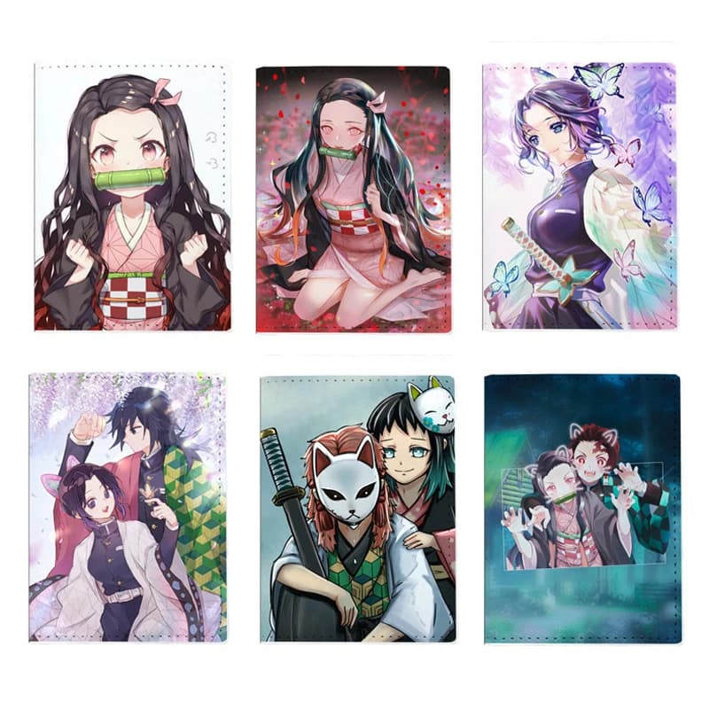 Passport Case Japanese Soul Demon Slayer Travel Passport Case for Unisex Students Wallet Credit Cards Women's Leather