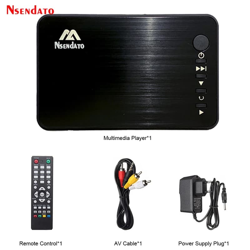 Mini lettore multimediale Full HD con funzione Autoplay 1080P, lettore multimediale esterno USB per HDD, SD, U Disk, uscita HD VGA AV per MKV RMVB