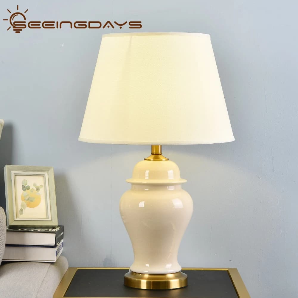 Lampade da tavolo in ceramica classica in stile cinese per soggiorno camera da letto pulsante Swicth 110v 220v E27 lampadina lampade da comodino decorazioni per la casa