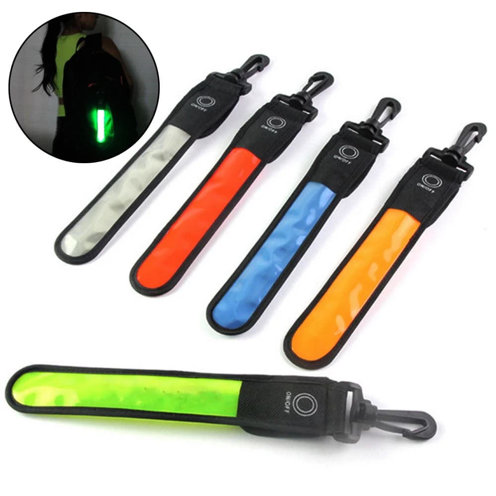 1Pc LED incandescente luminoso riflettente avviso di sicurezza cinturino da polso polsino bicicletta bracciale luce zaino appeso luce corsa notturna