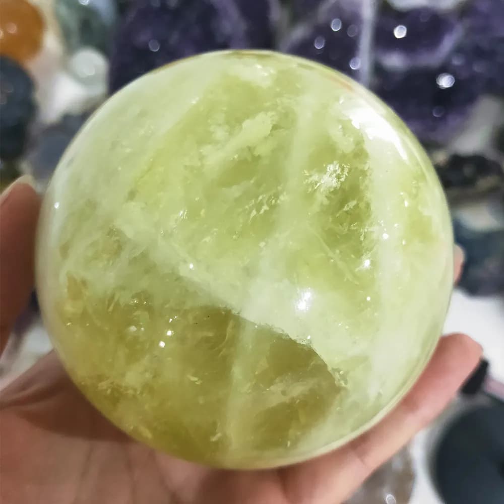 Sfera di Cristallo di Citrino Naturale da 1,1 kg, Sfera di Quarzo Giallo, Gemma per Terapia Chakra e Guarigione Energetica Reiki