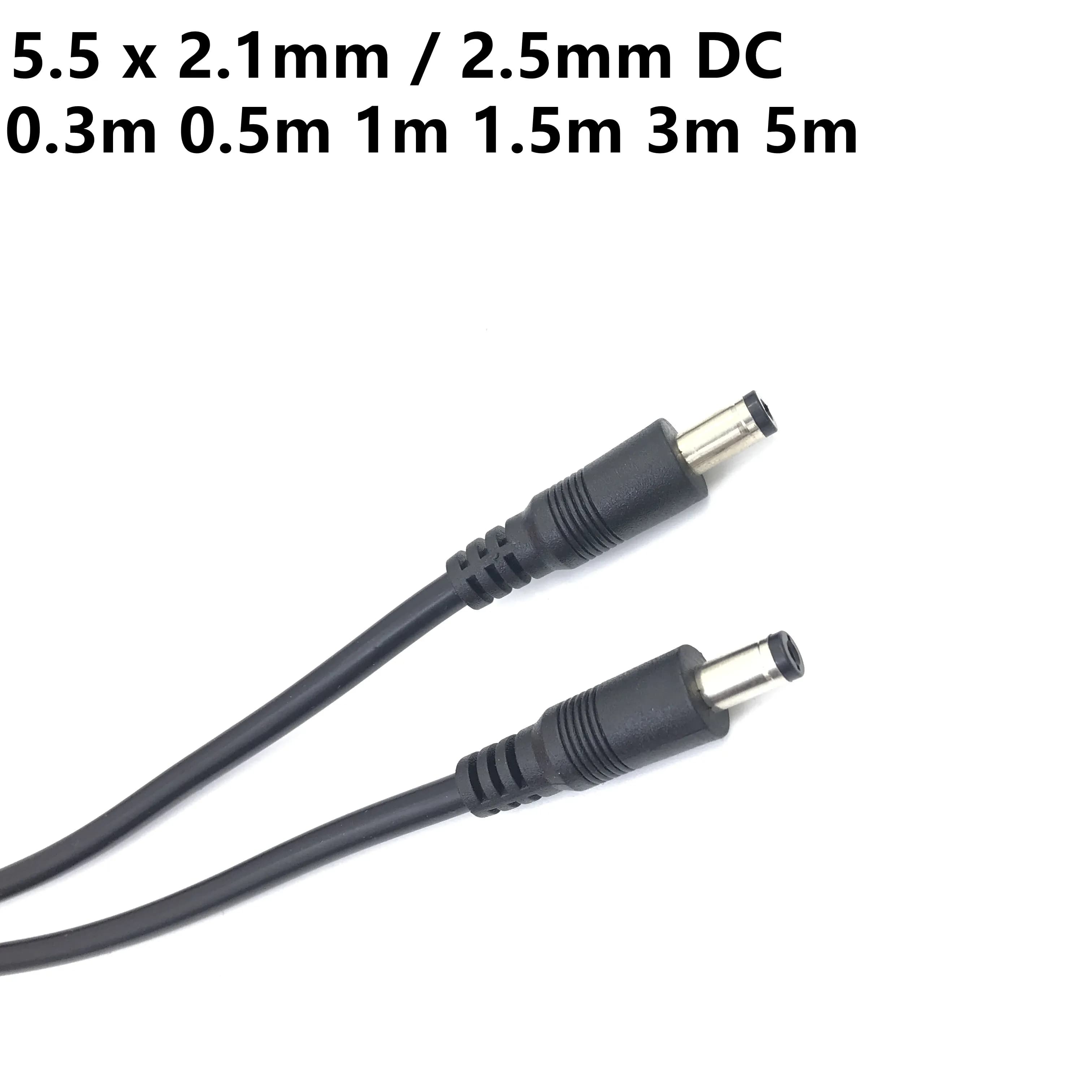 Cavo di alimentazione 12 V CC 5,5 x 2,1 mm / 2,5 mm maschio a 5,5 2,1/2,5 mm maschio 18 AWG Cavo di alimentazione 10 A 0,3 M 0,5 M 1 m 5 M 1,5 M