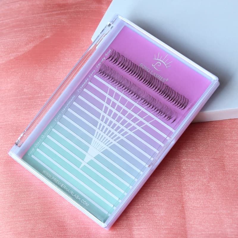 SONG LASHES Mega Box Ventole Vassoio portaoggetti per extension ciglia Ventole preconfezionate Etichette private delicate Prepara i fan Ventilatori facili