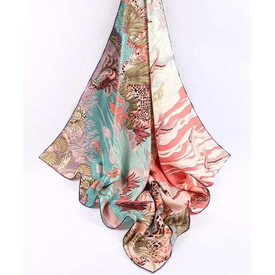 Sciarpa di seta 100% Twill donna scialle di seta quadrato grande avvolge 35"