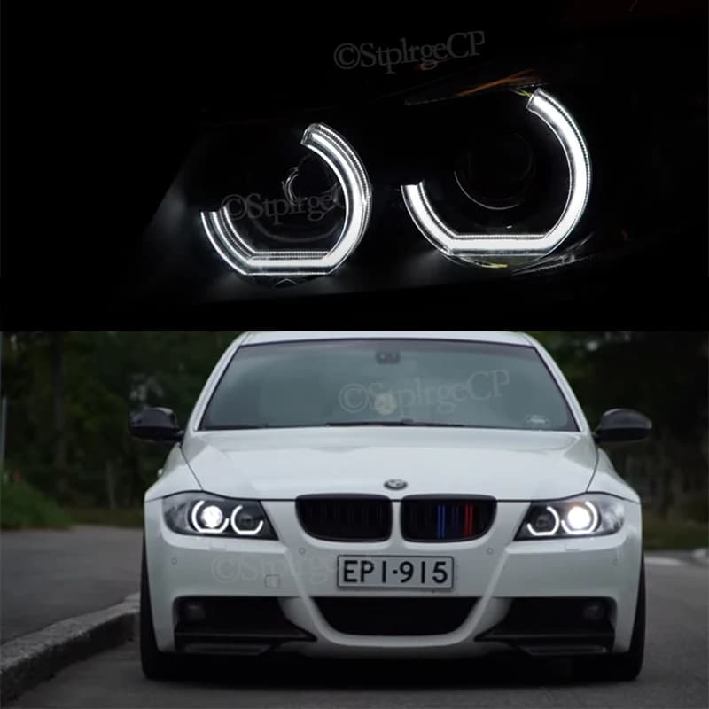 LED Angel Eyes Ring Halo DRL acrilico stile DTM per BMW serie 3 E90 E91 2005 2006 - 2008 fari allo xeno accessori per fari