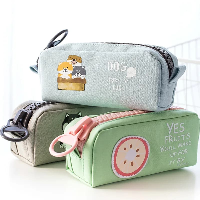 Creative big zipper pencil case School stationery storage bag Multifunctional desktop storage box big pencil bag