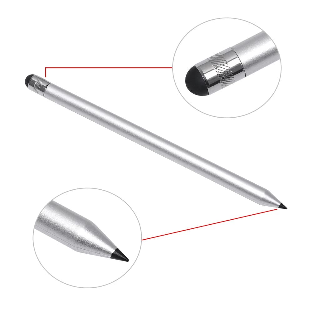 Penna universale per touch screen per tablet IPad Scrittura Disegna stilo a doppia testa Matita capacitiva Punta in gomma rotonda in plastica Commercio all'ingrosso