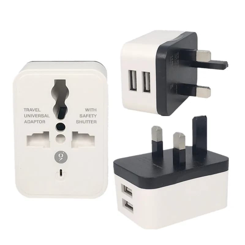 2 Adattatori da viaggio universali con ricarica USB Presa per adattatore per convertitore di alimentazione CA da viaggio internazionale mondiale EU UK US