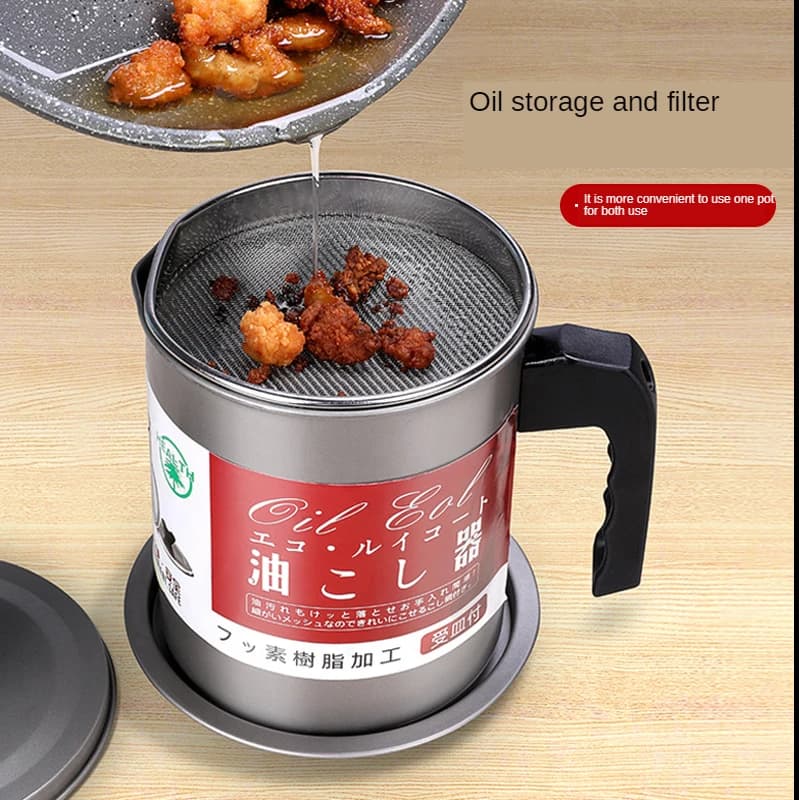 1.7/1.4L Multifunction Leakproof Can Grease Container Kitchen Tool Kettle Cooking Separator Frying Pot with Strainer Oil Storage