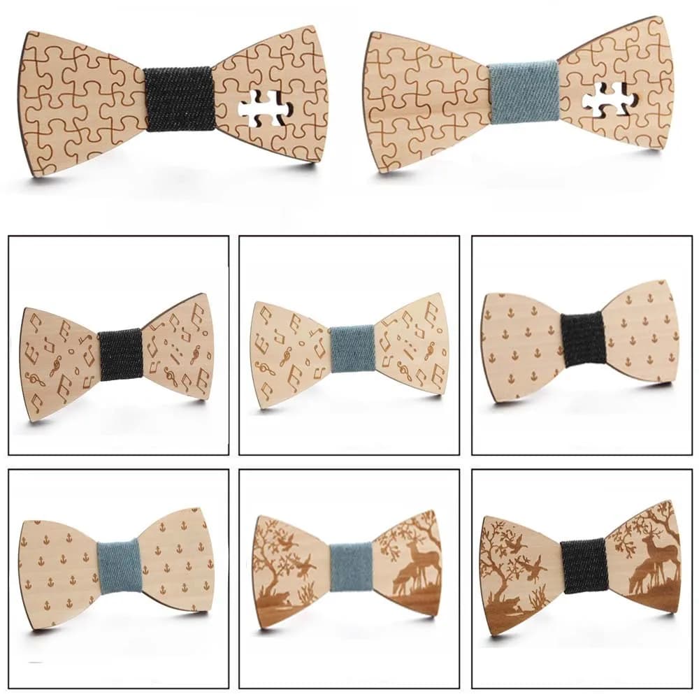 Signore di Legno Fatti A Mano Bowtie Nota Musicale di Ancoraggio della Barca Modello Uomo Bambini Del Partito Cravatta Bowknot Classico Accessorio di Cerimonia Nuziale