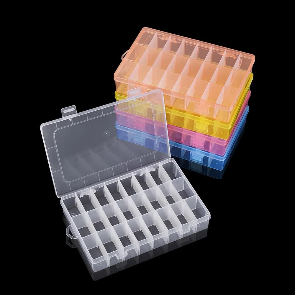 Scatola di immagazzinaggio di gioielli in plastica rettangolare regolabile a 24 slot per gioielli accessori artigianali custodia contenitore Joyero organizza forniture