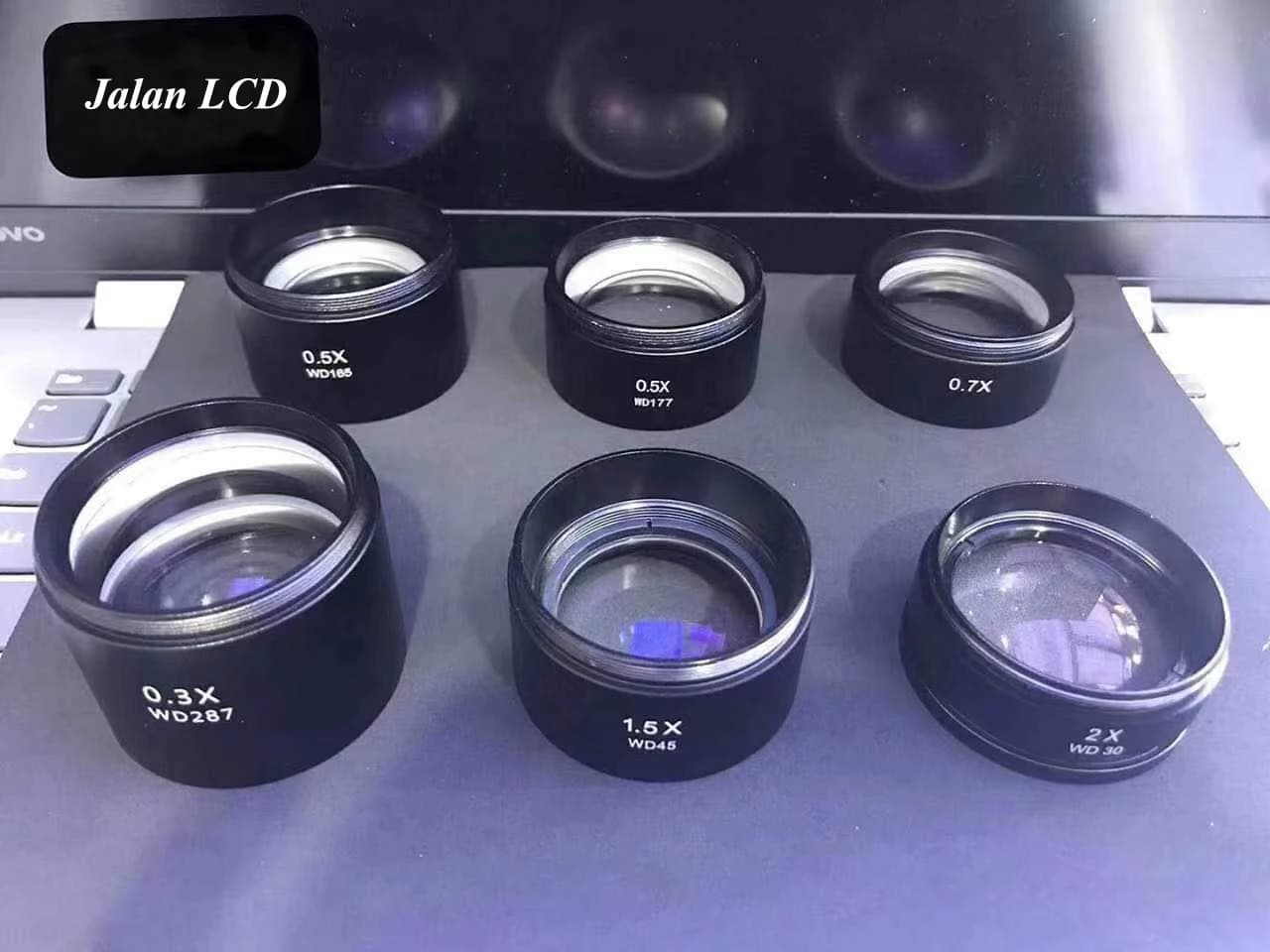 0.3X 0.5X 0.7X 1.5X 2X WD Ausiliario Zoom Stereo microscopio testa per il telefono mobile tablet riparazione trinoculare microscopio lente