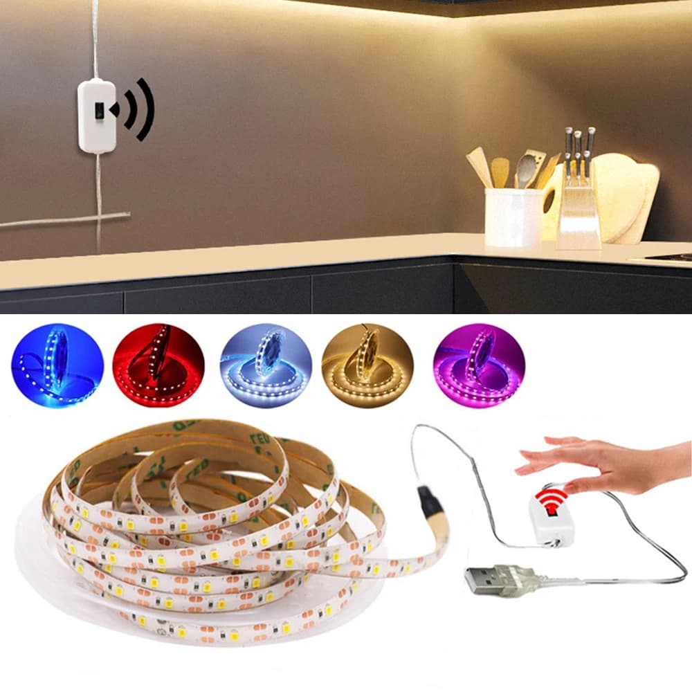Sensore di movimento USB luce spazzante a mano ondeggiante ON/Off DC 5V LED Strip 2835 nastro flessibile LED Light Kitchen guardaroba Decor