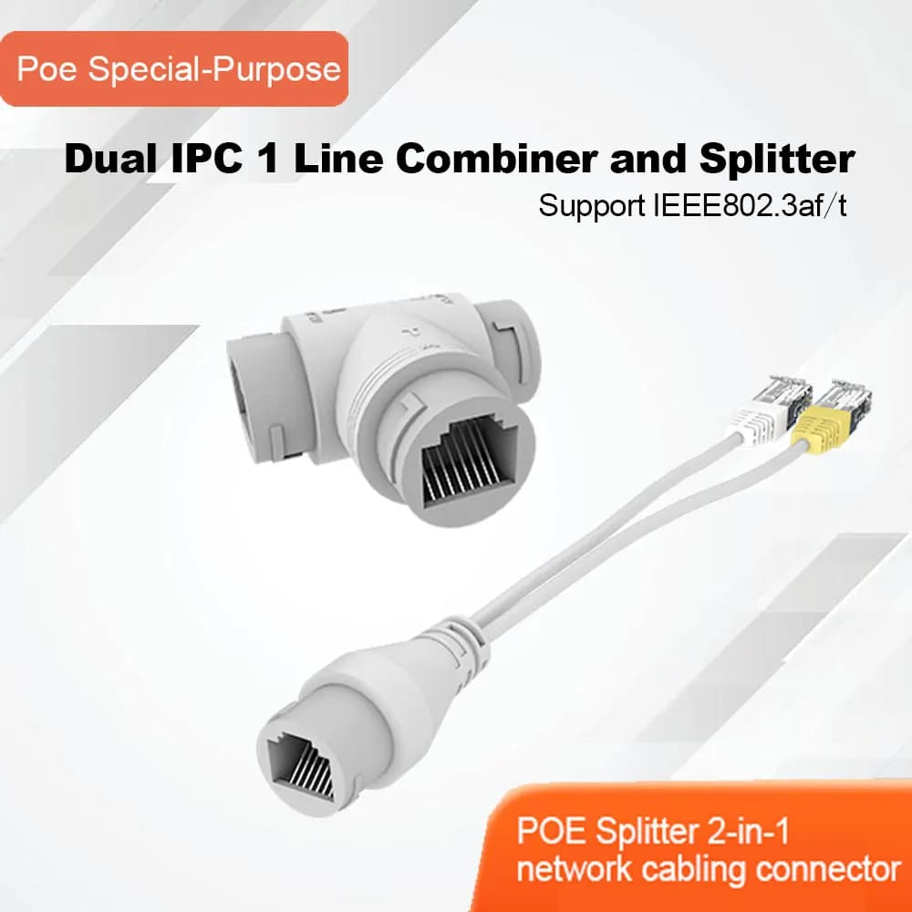 3-way RJ45 Connector with Network Wiring Connector 2 in 1 POE Splitter for HD IP Camera CCTV Accessories