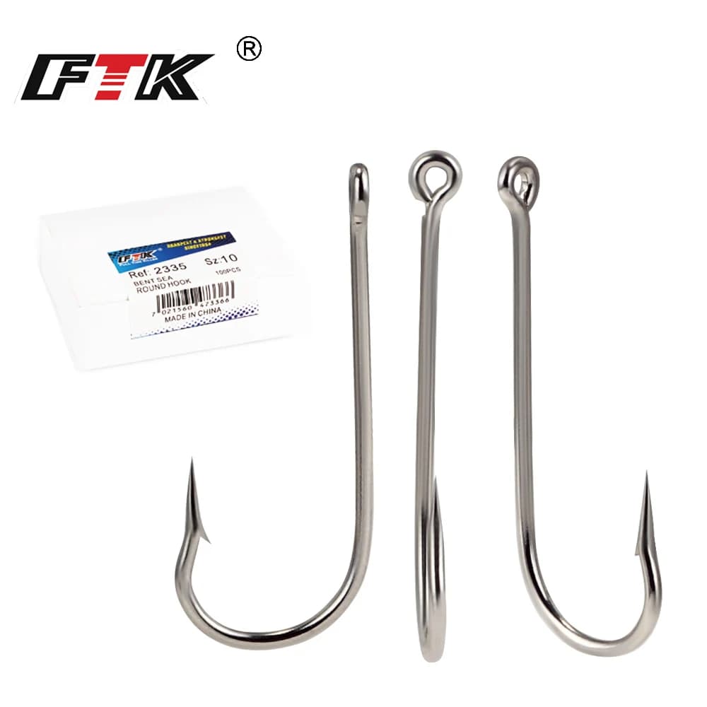 I love fishing FTK Bent SEA Round 2335 in Nichel with Big Ring 10 # -20 # 100 pieces/bath of fishing hooks from Norway for jigging, carp fishing, fishing gear