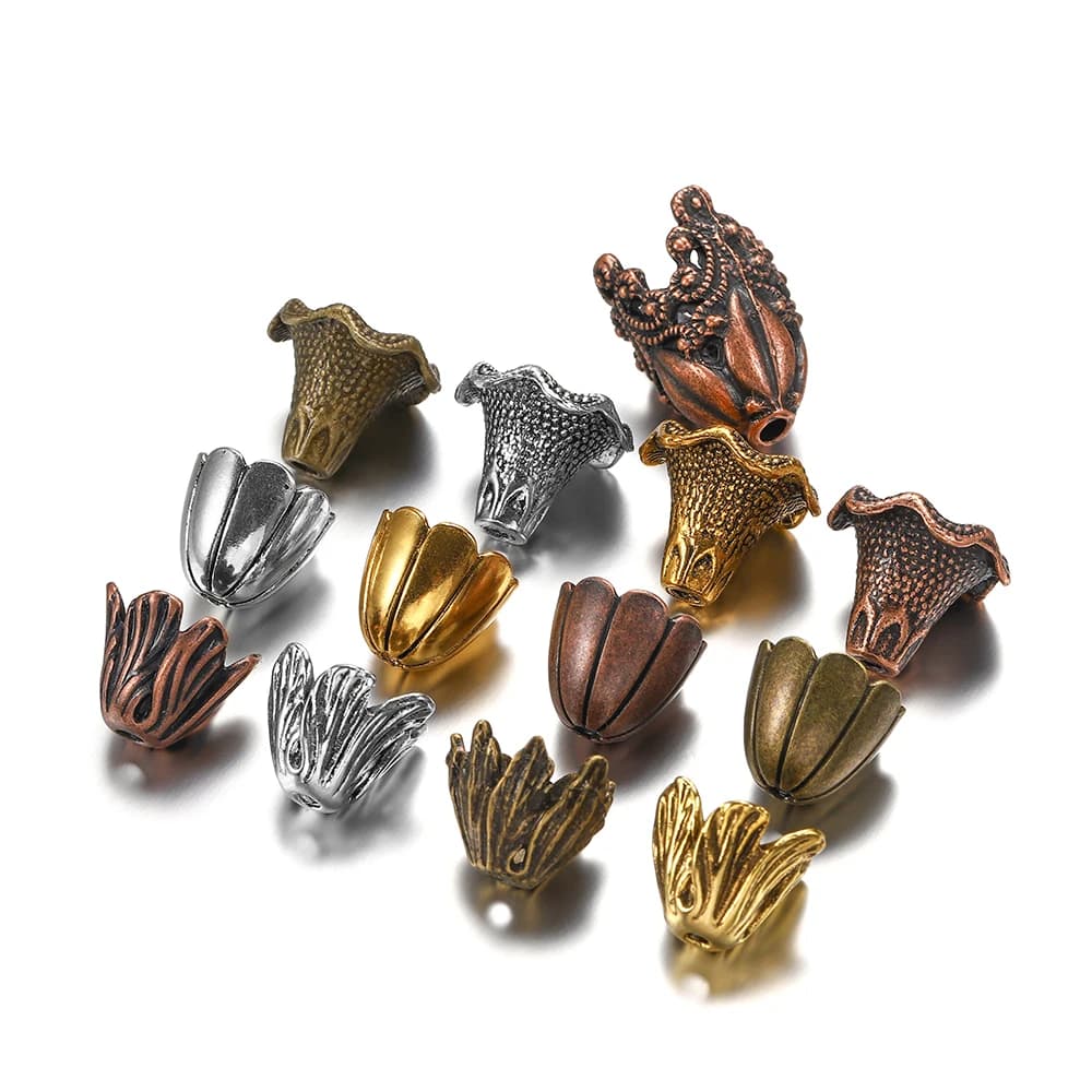 4 style 2 pcs/loose alloy cava flower beads tappi terminal connectors for diy earrings monile results making component accessories