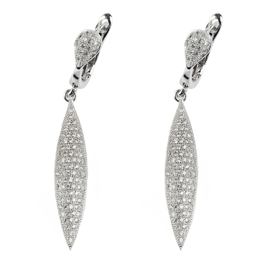 Fleure Esme Fascino Shinning Orecchini da sposa di Natale per le donne Uomini regali dropshipping Bianco Cubic Zirconia Placcato rodio R3214