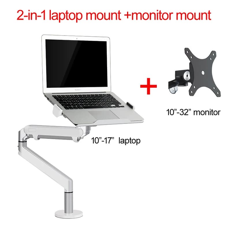 alluminio OZ-1S 10 "0-8 kg pressa ad aria 2 IN 1 32" supporto per monitor supporti braccio doppio braccio molla a gas tablet staffa di supporto desktop per laptop