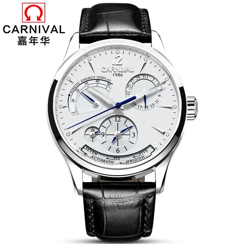 CARNIVAL Orologio da uomo originale alla moda Orologio automatico multifunzione delle migliori marche Calendario da uomo Orologi meccanici luminosi impermeabili