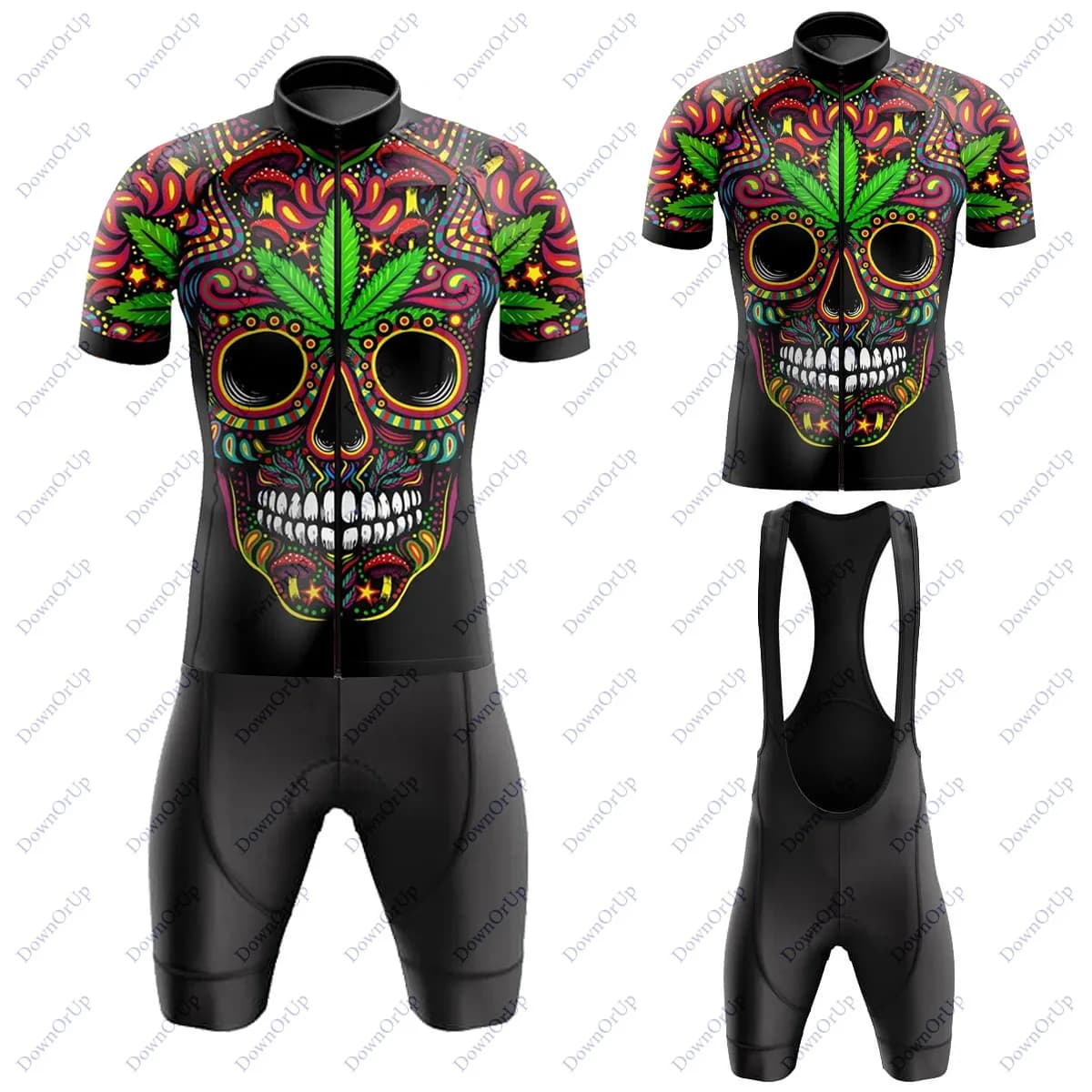 Men's Summer Cycling Jersey Mexico Set Breathable Cycling Knit MTB Uniform Bicycle Sleeve Shorts with Team Bike Clothing Suspenders