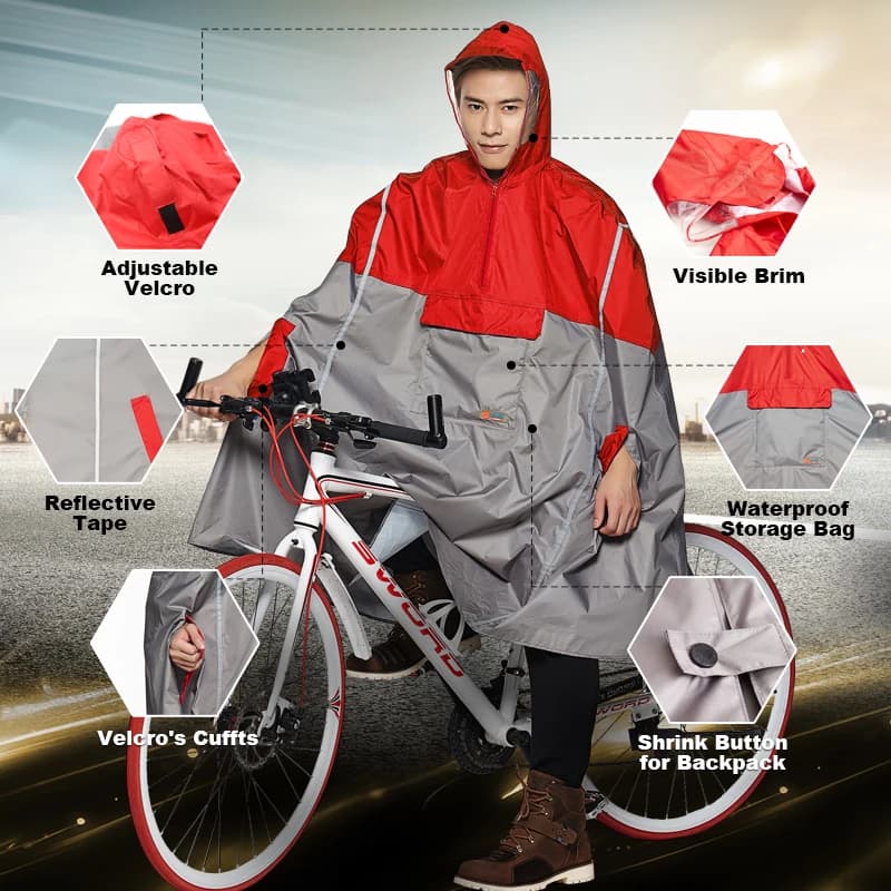 QIAN impermeabili impermeabili donna/uomo cappotto antipioggia all'aperto zaino Design riflettente ciclismo arrampicata escursionismo Tour parapioggia Poncho