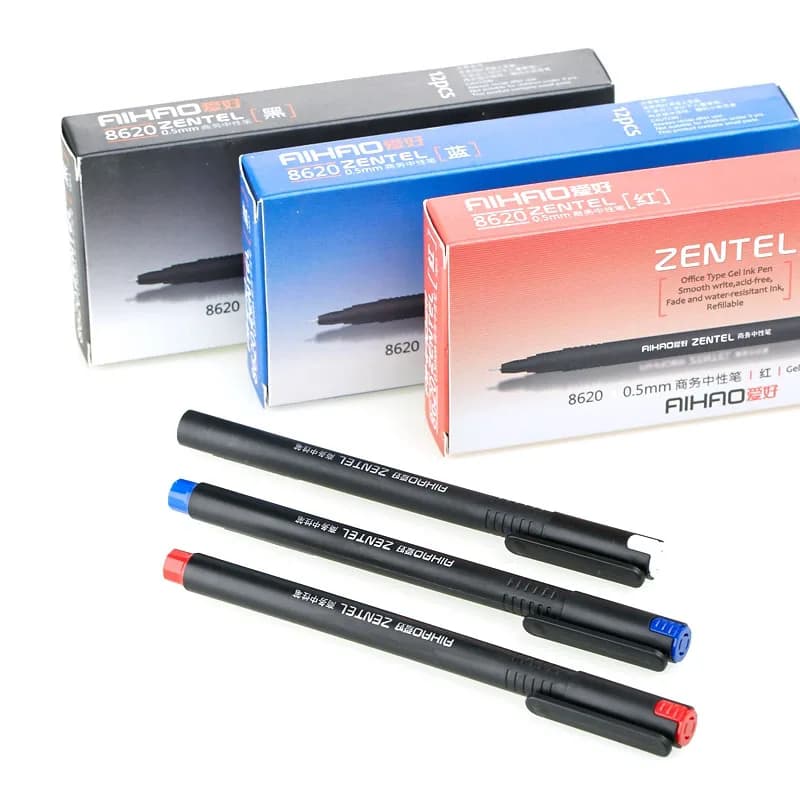 0.5mm 12pcs penne Gel penna inchiostro blu/nero/rosso scuola penna a sfera ufficio studente scrittura disegno cancelleria