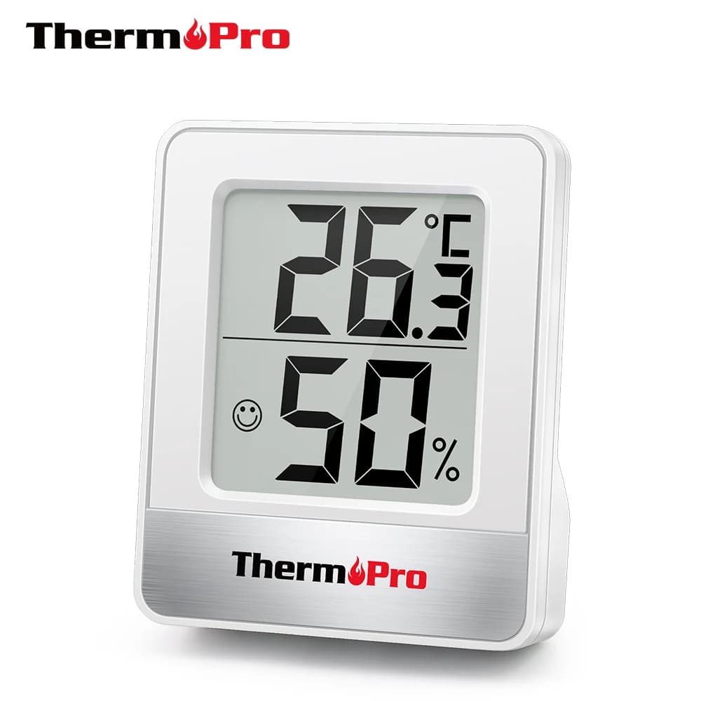 ThermoPro TP49 Mini Weather Station Internal Thermometer Black White Thermometer Moisture Monitor