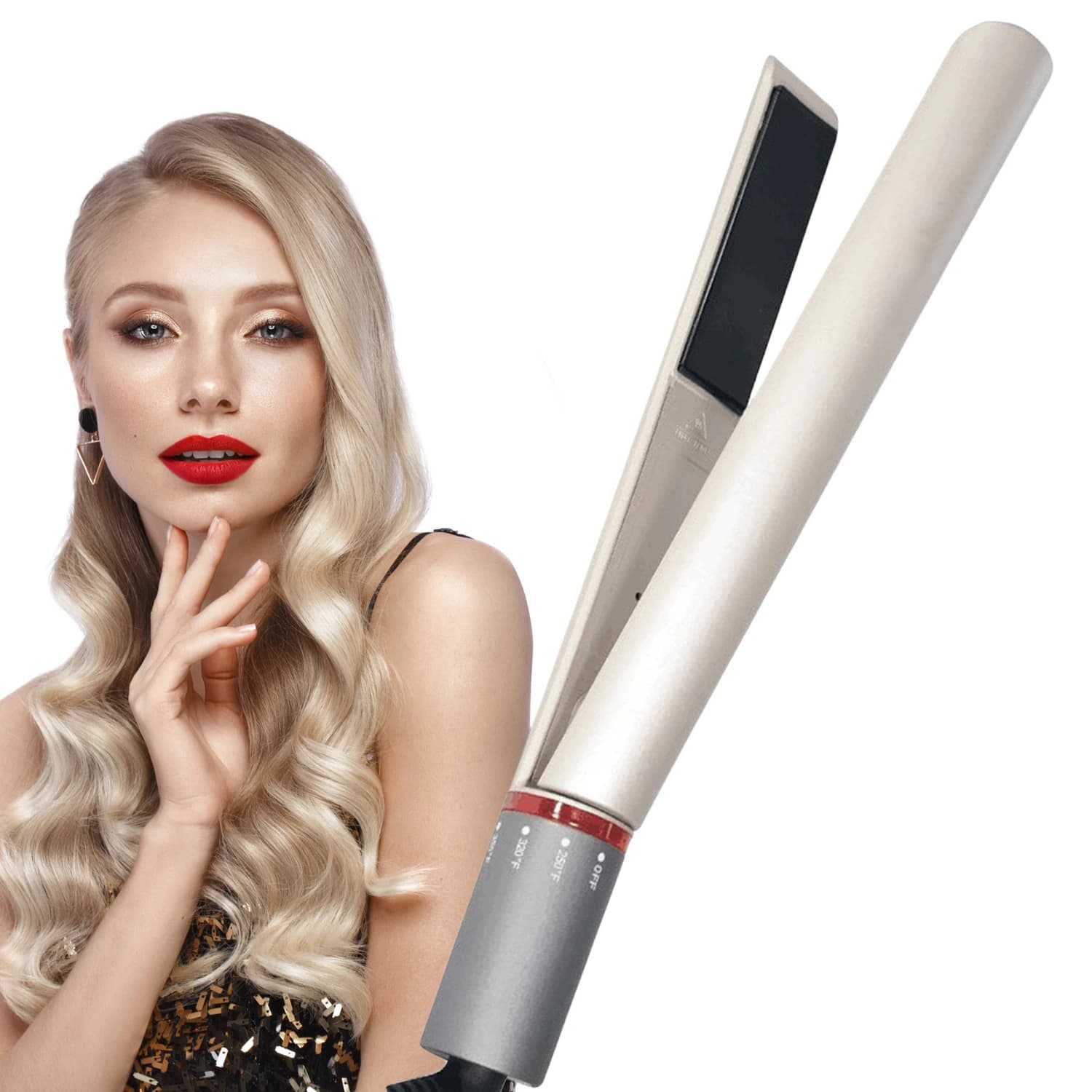 Professional iron for hair curler and hair plate 2 in 1 iron ceramic tormaline and iron