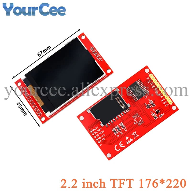 Modulo di visualizzazione schermo LCD colorato TFT da 2,2 pollici Porta seriale SPI 16BIT 176*220 ILI9225 Drive IC per Arduino 3.3V ~ 5V